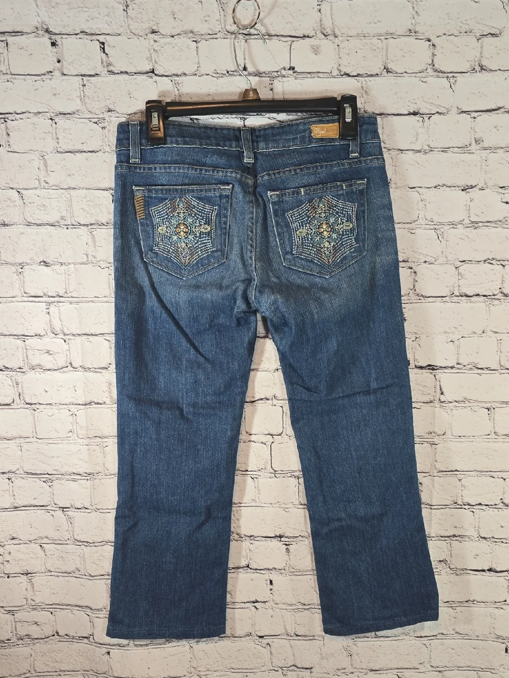 Paige Benedict Canyon Premium Cropped Low-Rise Jeans Embroidered Size 27